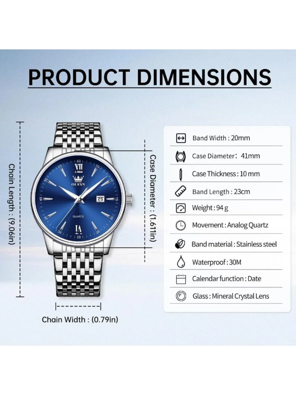 Luxury Stainless Steel Men's Watch - 30M Waterproof Quartz Dress Timepiece